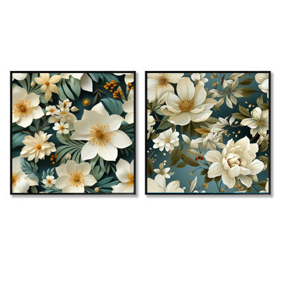 Alencon - Ensemble de 2 collages floraux carrés