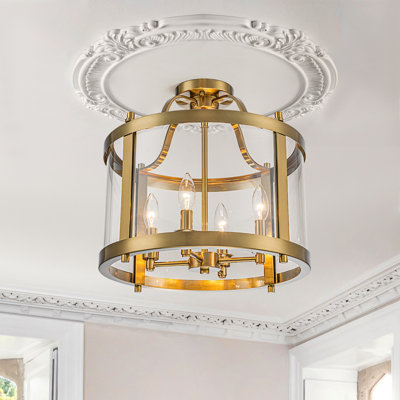 Plafonnier semi-encastré en verre 4 lumières