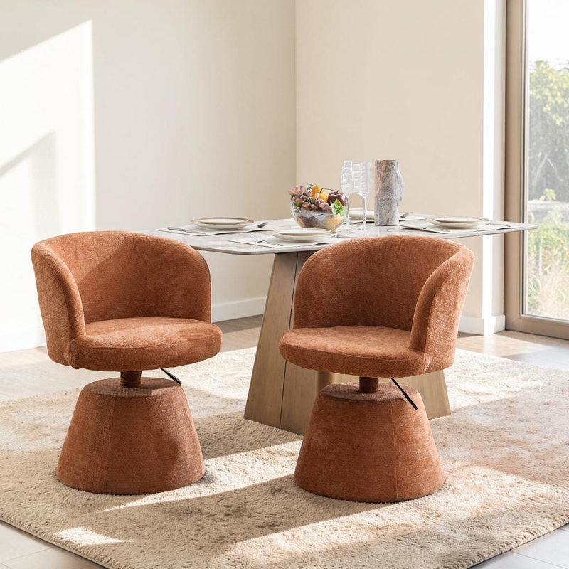 Chaise de salle à manger rembourrée Modern Chenille, tabouret de bar pivotant à 360 ° réglable en hauteur, tabouret de coiffeuse