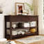 Console rétro avec deux tablettes ouvertes, structure en bois de pin massif