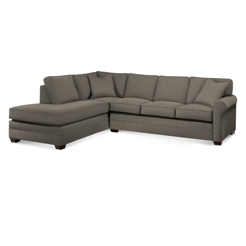 Bedford Upholstered Sectional, Java Finish, Gray Sugar Performance; 0863-84, Right Hand Facing