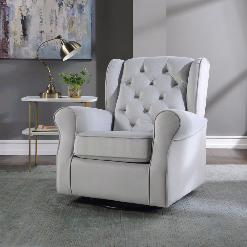 Fauteuil inclinable et pivotant gris en tissu