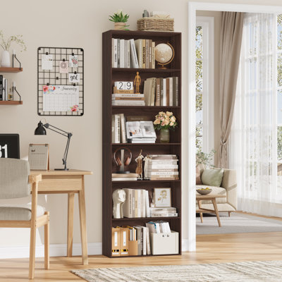 70.8" H x 23.6" W Standard Bookcase, 6-Tier Open Bookcase and Bookshelf, Freestanding Display Storage Shelves Tall Bookcase for Bedroom, Living Room and Office,