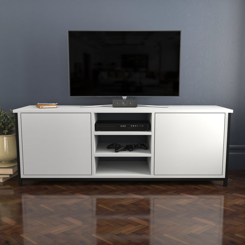 Alejandria TV Stand for TVs up to 60 Inches, Black/White