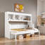 Lit escamotable intégré avec bureau et tablettes de rangement-860769362