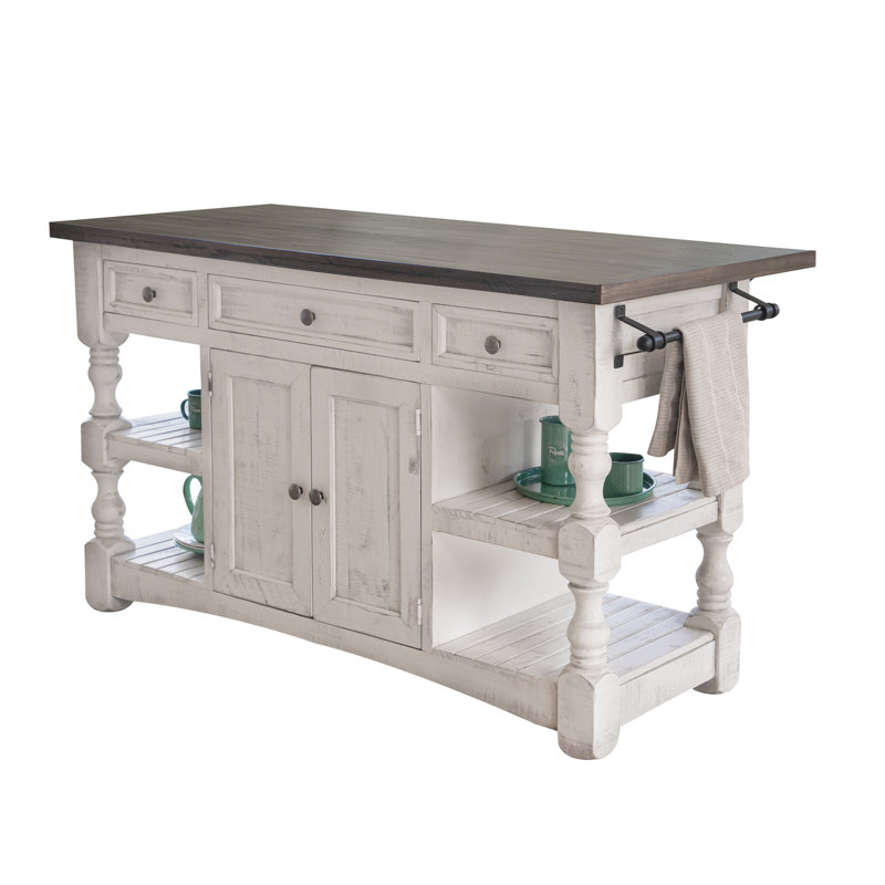 Stonegate Distressed Natural Finish Kitchen Island with Storage