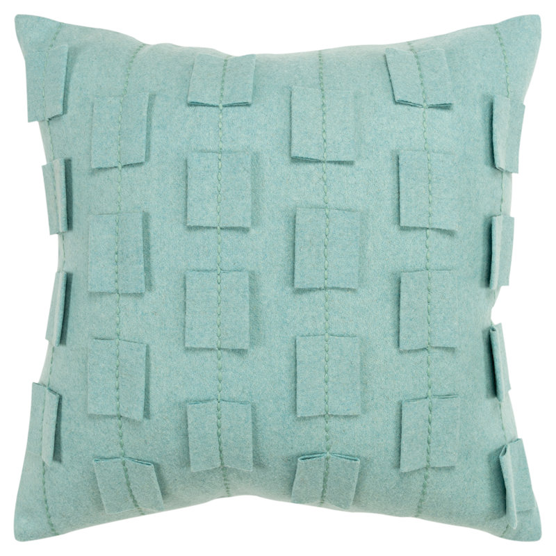 Square Wool Pillow Cover & Insert, Aqua