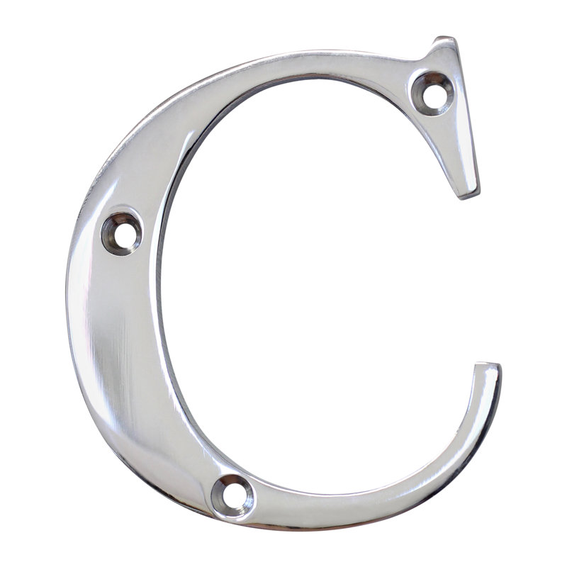 Lettre de montage en laiton 3 po H, Chrome poli, C