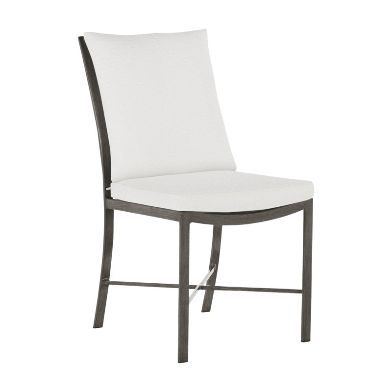 Monaco Patio Dining Side Chair with Cushions, Dove Sunbrella® Linen, No Welt, Slate Gray