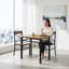 Ensemble de table de salle à manger compacte pour 2 personnes - coin-repas brun rustique avec structure en métal durable pour petits espaces | Idée de cadeau