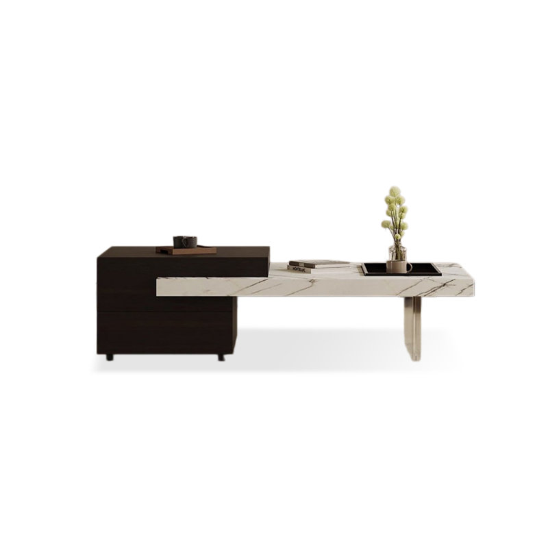 With Wood Storage Cabinet Retractable Square & Rectangular Coffee Table