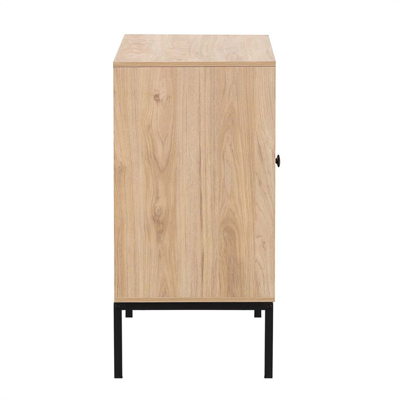 Set Of 2 Rolland A Console Table Side Table With Rattan Door
