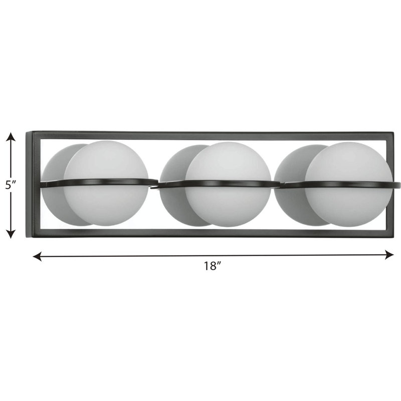 Barre de salle de bain à intensité variable Summerlin, Noir mat, H 5 po x l 18 po x P 5,5 po, Trois lumières