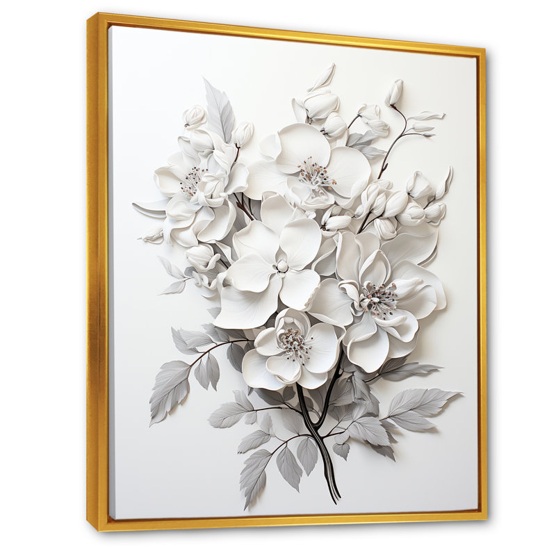 Orchidée noire et blanche Tranquillity I, H 44 po x l 34 po x P 1,5 po, Cadre flottant doré