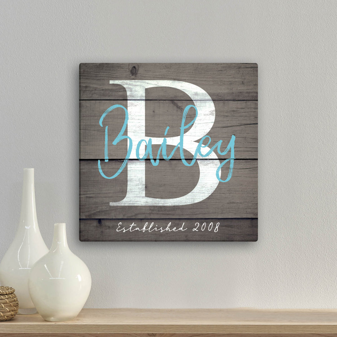 Our Family Canvas Wall Art Print With Custom Name And Initial Printed | Ready To Hang In Kitchen, Family Or Living Room | Ready To Hang | Square Trinx 