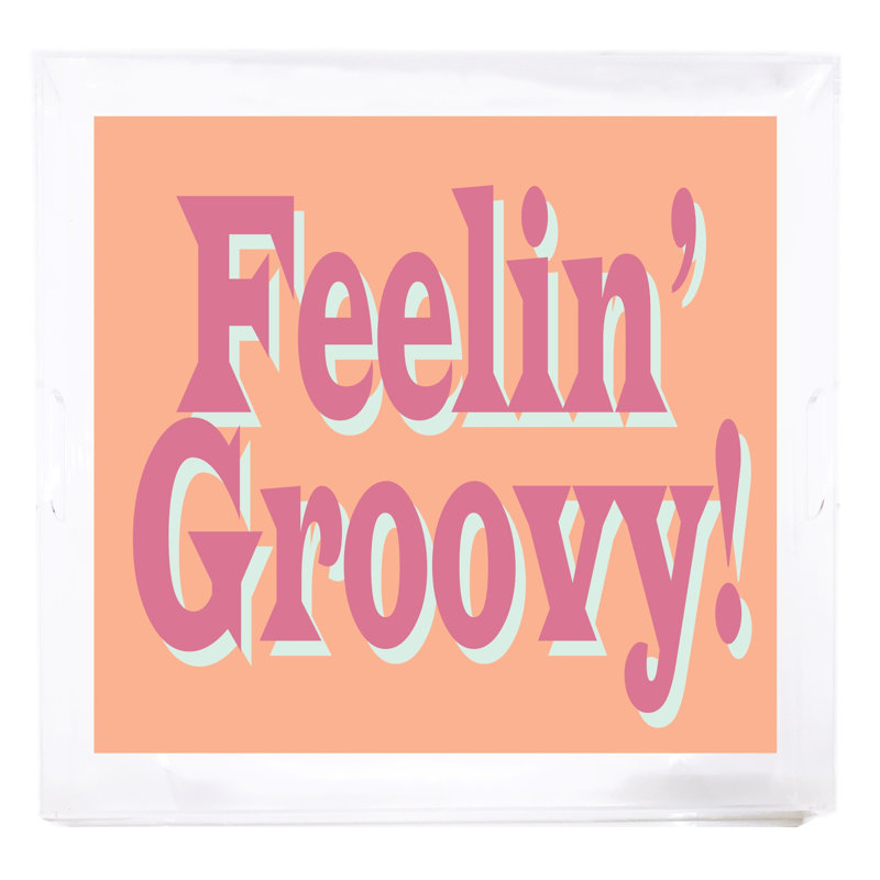 Feelin Groovy Acrylic Square Decorative Tray, Peach/Mauve/Celadon