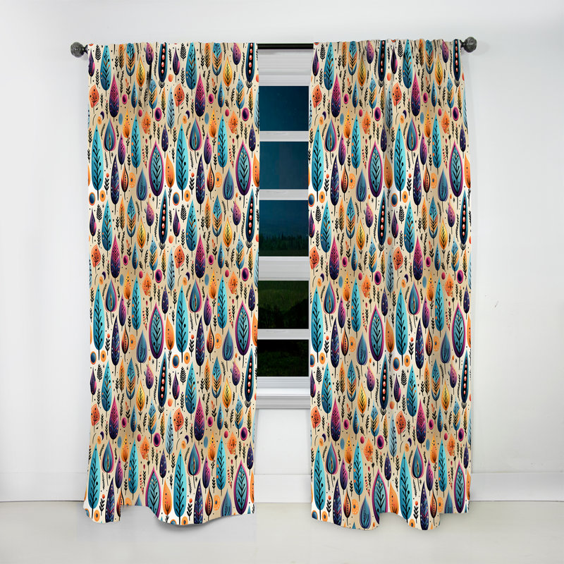 Tribal Frivolity Boho Motif V - Rideau Boho - Rideau abstrait obscurcissant - 1 panneaux, L 52 po x L 84 po