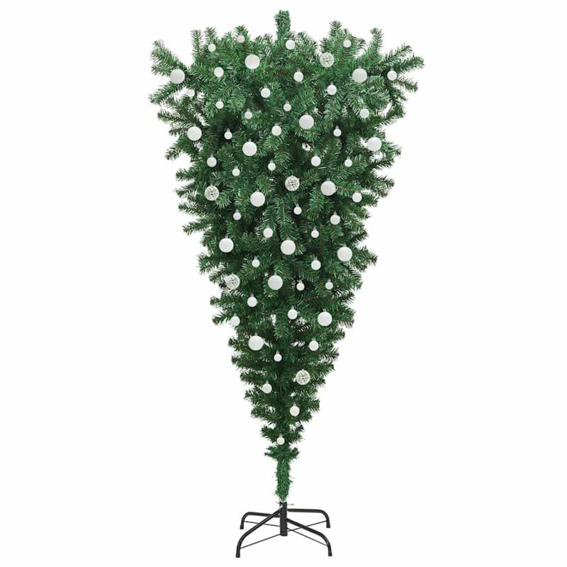 vidaXL Upside-down Artificial Pre-lit Christmas Tree with Ball Set, 6.89 ft