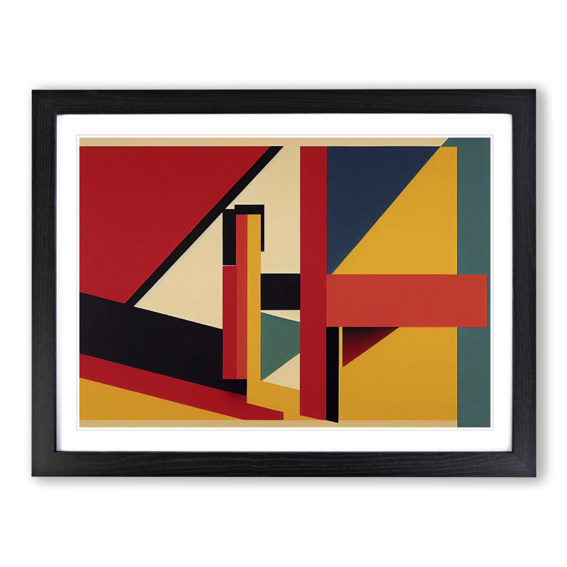XH1022-6191X Modern Suprematism Art Vol.1 Abstract - Single Picture Frame Print, 46cm H x 64cm W x 2cm D, Black