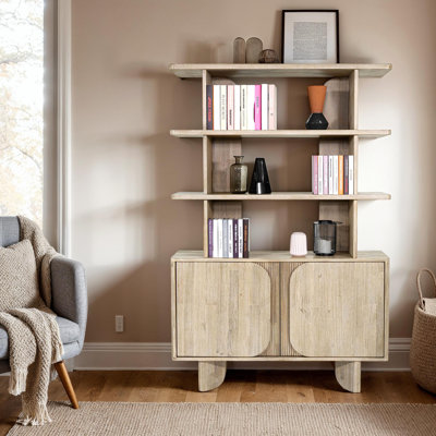 Moncure 70"H x 47"W Acacia Wood Bookcase