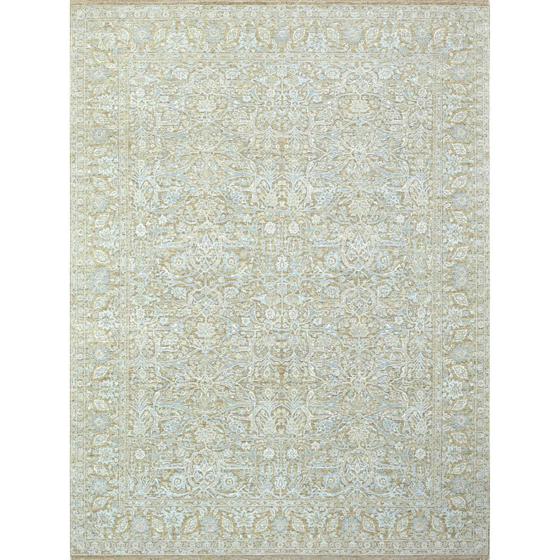 Tapis chameau noué à la main de haute qualité, Rectangle de 5 pi x 8 pi