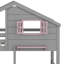 Lit superposé avec 2 tiroirs, 1 boîte de rangement, 1 tablette, fenêtre et toit-1497094026