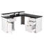 Bureau en L 59 po avec station de charge, bureau en L Executive avec tiroirs, armoire de rangement et support pour écran, bureau en coin