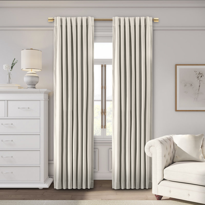 Premium Velvet Myreon Solid Color Blackout Thermal Rod Pocket Single Curtain Panel Liner, 50" W x 96" L, Bone