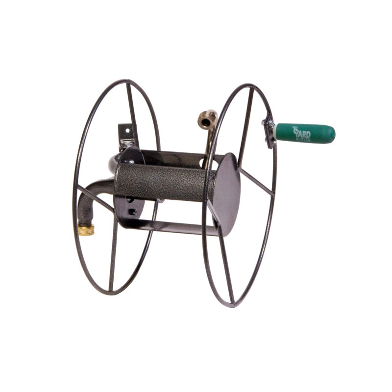 Silver Steel Wall Mounted Swivel Hose Reel 75 ft