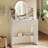 30" Fluted Makeup Vanity Desk with 3-Color Dimmable Arched LED Mirror, Storage Drawers & Open Side Shelves, White-250750668