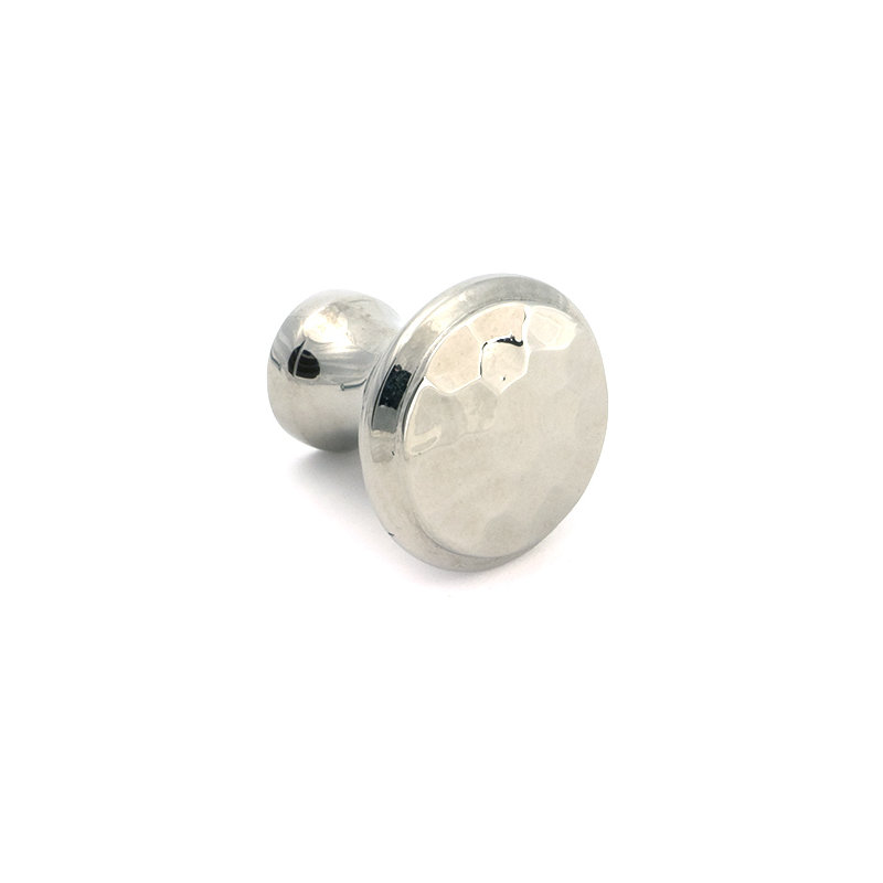 Hammered Round Knob, Polished Nickel, 0.79" Knob Diameter