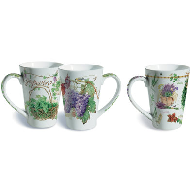 Ensemble de grandes tasses à café en porcelaine Fruits and Flowers