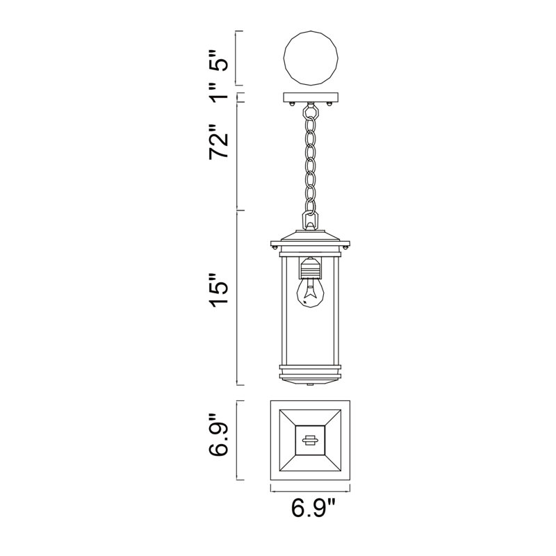 Luminaire suspendu d'extérieur noir 1 lumière Oakwood