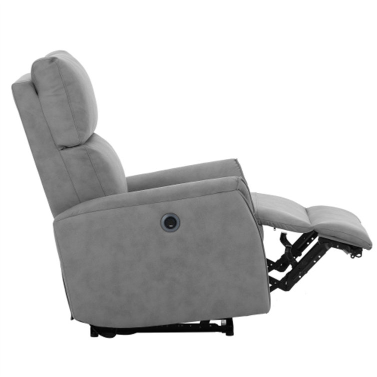 Small Home Theater Chair Lift Electric Recliner with USB Port Side Button Control Safety Cushion Latitude Run Body Fabric: Gray 100% Polyester