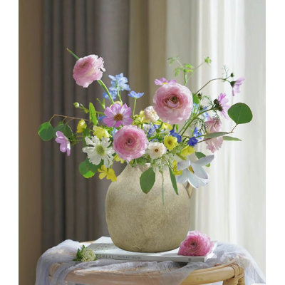Vase en céramique fait à la main avec poignée, vase à fleurs pour la décoration intérieure