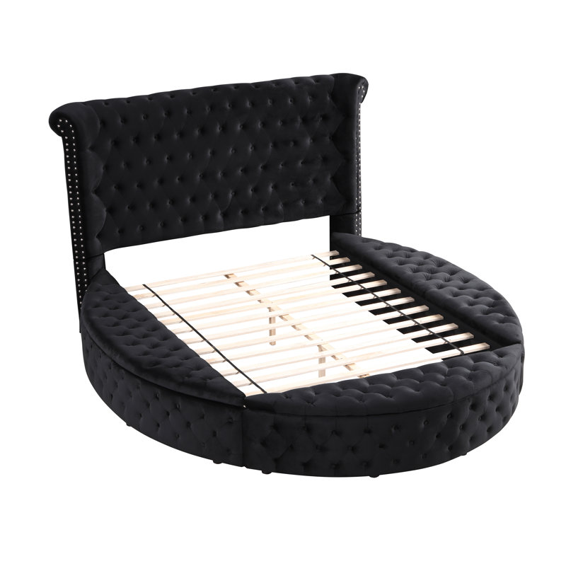 Lit plateforme tapissier Oona, Très grand Eastern, Noir