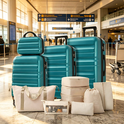 Ensemble de valises en plastique Hardshell - Valises légères et durables avec deux roulettes pivotantes, tailles de bagage à main et pour bagages