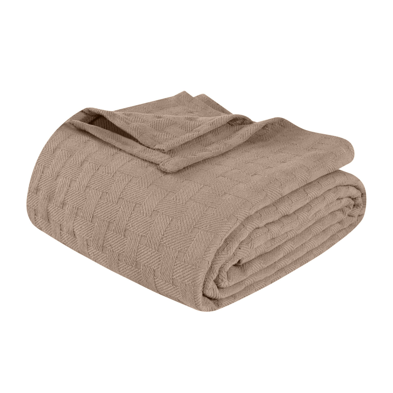 Bertie Cotton Machine Woven Throw Blanket, California King, Brown