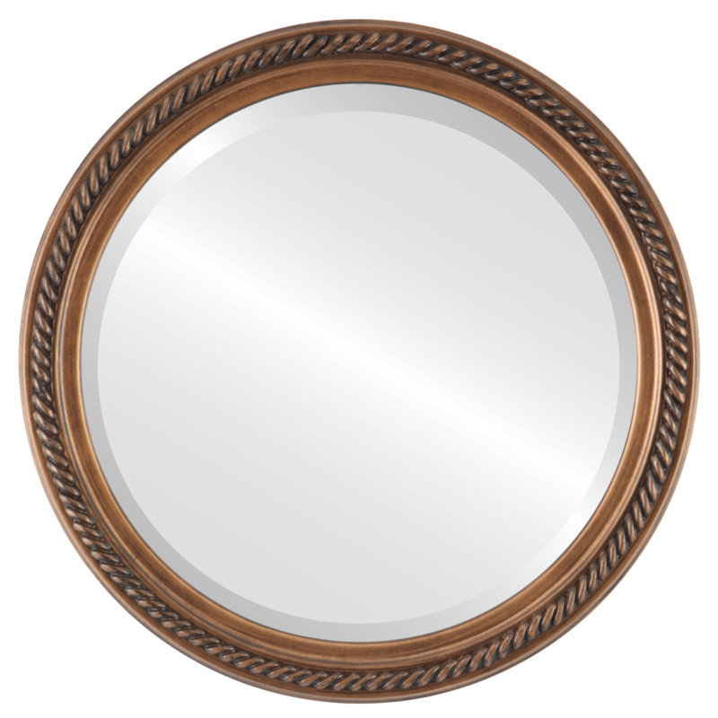 Pham Wood Frame Round Wall Mirror, 16" x 16"