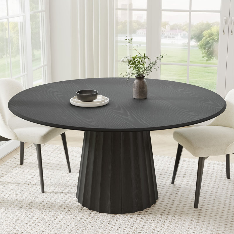 Table de salle à manger en bois massif, H 30 po x L 60 po x l 60 po, Noir, noir, noir, noir