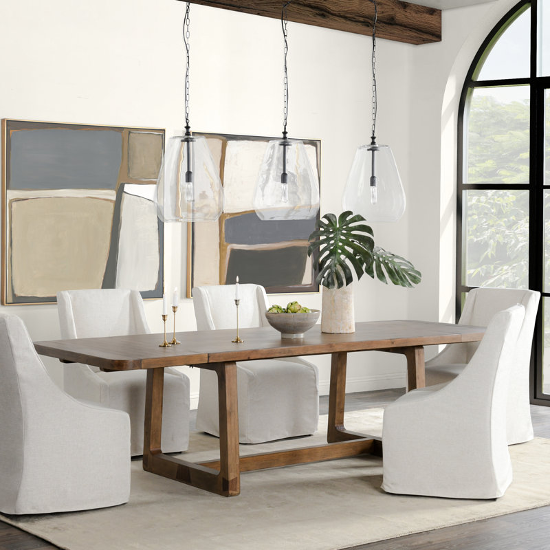 Lyra 80-110" Pine Wood Extendable Dining Table In Smoke Brown