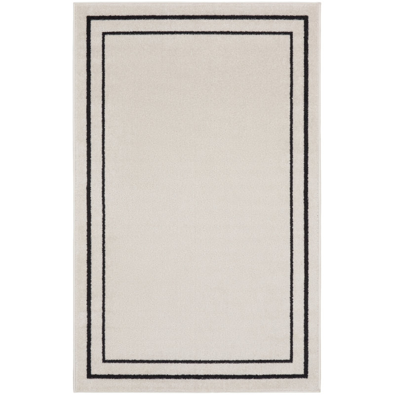 Tapis intérieur / extérieur noir Nourison Essentials Ivory, Rectangulaire 2 pi x 4 pi