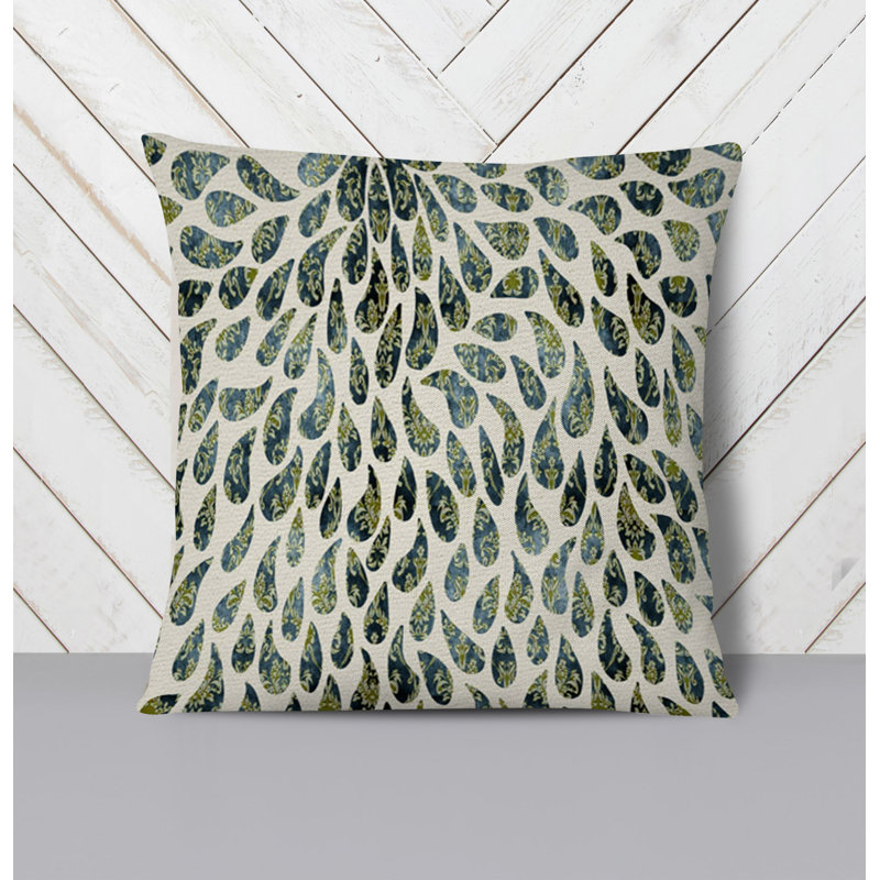 Throw Pillow With Insert, Green/Beige Paisley 2, 18"H x 18"W
