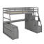 Lit mezzanine simple avec tiroirs, tablettes et bureau-1154361501
