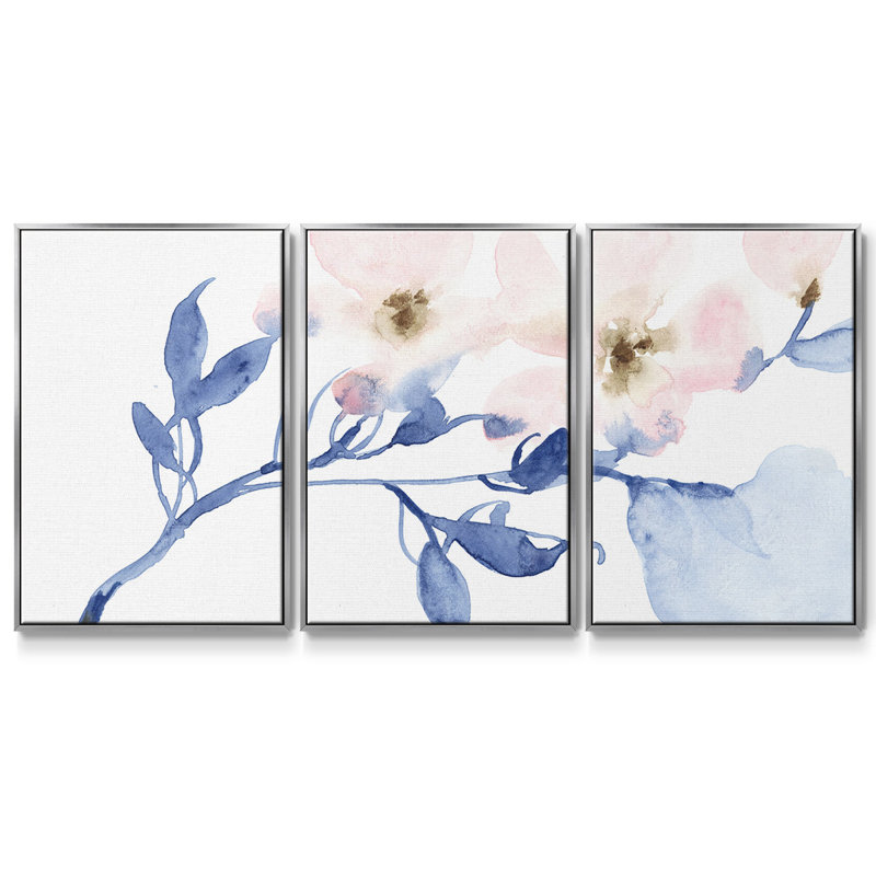 «Cherry Blossom Light II», reproduction sur toile flottante 3 pièces, H 36 po x l 75 po x P 2 po, Argent