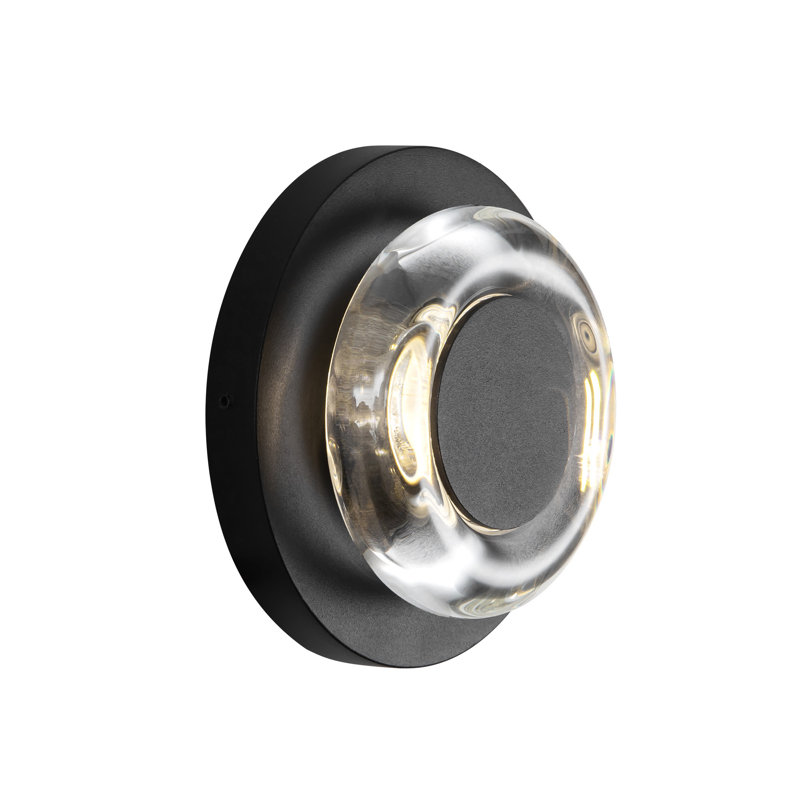 Stephord Outdoor Sconce, Black/Clear