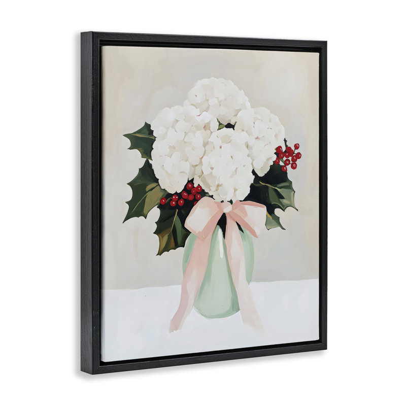 Cadre flottant Christmas Hydrangea Blooms, design par Arlington Prints, Cadre flottant noir de jais, H 21 po x l 17 po
