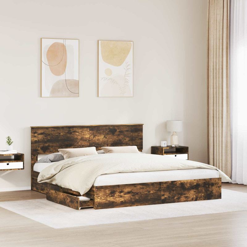 Bed, Super King (6'), Smoked Oak