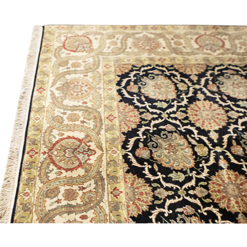 Hand Knotted Area Rug, Black And Red, Rectangle 9'10" x 8'1"