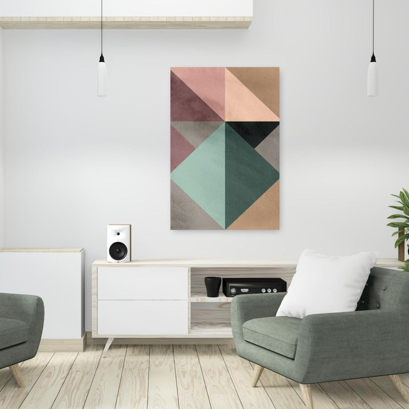 Triangle-1, art abstrait contemporain, H 36 po x l 24 po